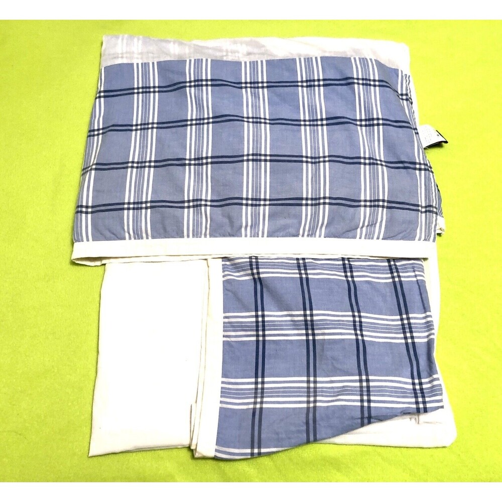 Blue & White Cotton Plaid Pattern Farmhouse Bed Skirt Bedskirt Cal King Sheets